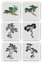 山水国画松树素材-众图网