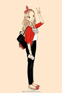 小清新风格二次元女生插画作品，春夏秋冬四季的衣服搭配都有了，真好看。果然应了那句话，脸好加身材好，怎么穿都是美美哒。插画师署名六子的LOVER