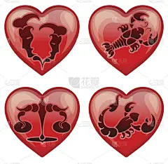 设定时尚的星座在形状的心脏，矢量插图