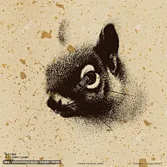 点绘松鼠插画矢量版画素描可爱松鼠