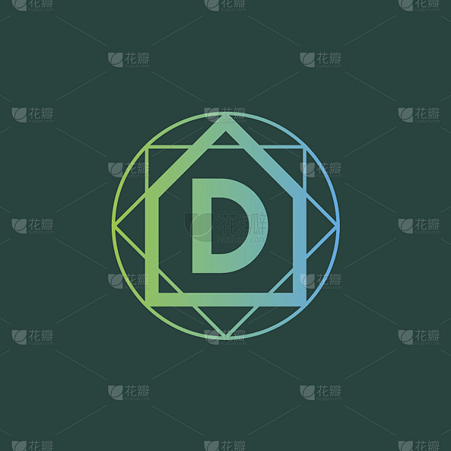 建筑师初始字母D图标设计