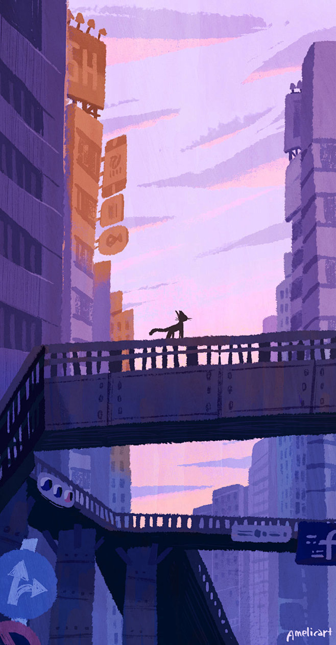 歩道橋と黒猫
by ア・メリカ 