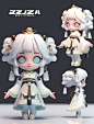 Three views,front view,left view,back view, box style girl, full body, chibi, looking at viewer, open hands,hanfu, super details, anime waifu,white background,divine,cinematicedge,lighting,chiaroscuro,8k,best quality, ultra-detail,3d,c4d,blender,OC render