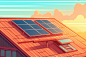 创新能源太阳能光伏板屋顶应用场景插画