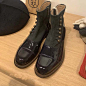 韩国2019冬季圆头加绒铆钉复古粗跟马丁靴女短靴侧拉链切尔西靴-淘宝网