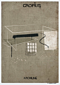 高度抽象后的建筑线条 ARCHILINE by Federico Babina  - 灵感日报 : 这次新出的ARCHILINE 系列是将18位建筑大师的代表作抽象成点、线、面，只保留作品最具代表性的特征。仿佛剥去了外壳，只剩下灵魂的重量。有些如狂草书法，有些像平面构成……点线面黑白灰。