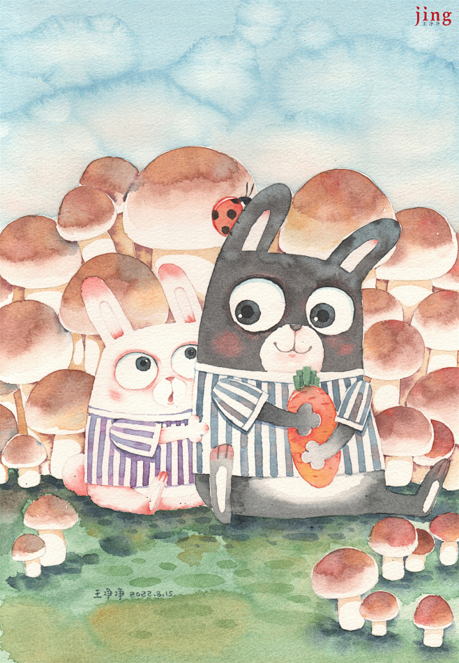 画儿晴天王净净兔年水彩插画合集 (15)