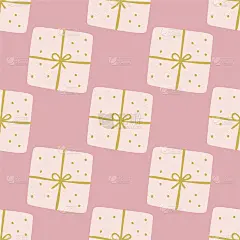 无缝矢量礼盒图案。庆祝活动的背景。用于设计、织物、纺织品等的时尚图案。