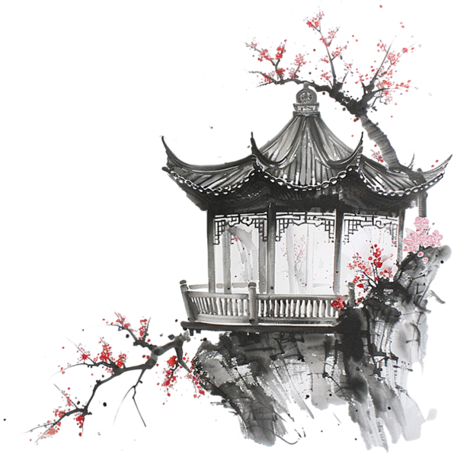 花瓣素材_中国风通用水墨中式建筑组合元素素材_193441108-花瓣网