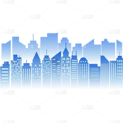 常规插画蓝色城市组合渐变场景元素素材