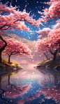 数字艺术绮丽桃花背景图片-众图网