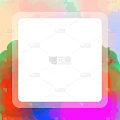 方形框彩色水彩为条幅空白，红色框紫色条幅用水彩纹理手绘，空框方形框水彩紫红色背景条幅艺术混合了多色