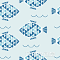 Vector Illustration: The seamless vector pattern with the blue fishes - 图虫创意图库正版图片,视频,插图,微博微信公众号配图,自媒体素材