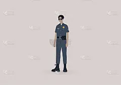 一名身穿制服、戴着墨镜执勤的年轻亚洲男警官