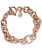 Michael Kors Rose Gold-Tone Crystal Toggle Bracelet - Macy's