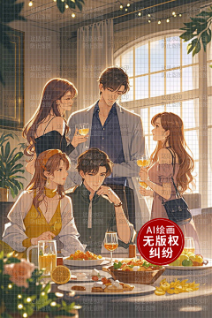 AI版权图库采集到【原创】AI多人 群像 后宫