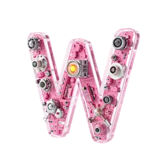 粉色机械机甲创意英文字符字母W