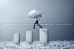 14款创意商业职场人物云朵空间主视觉海报设计ps分层素材源文件素材