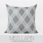 MISS LAPIN/法式样板房棉麻靠包靠垫抱枕/灰色菱格立体绣花方枕