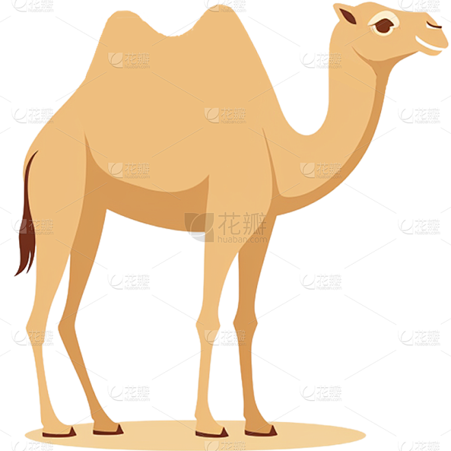 风光系列棕色系插画卡通骆驼通用元素素材