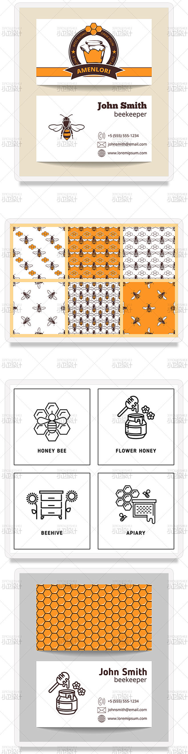 蜂蜜蜂巢蜜蜂产品名片卡片标志logo店标...