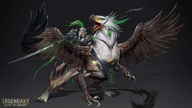 Mounted Griffin Knight-花瓣网