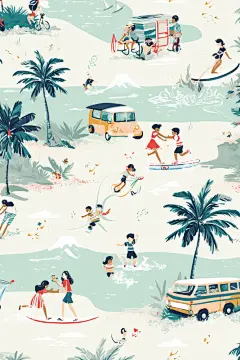 盛夏元素插画作品