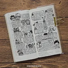 #一页手帐#听说每一个手帐er都有一个“一根黑笔走天下”的梦想，来让我们介绍一位少侠，啊不对，是手帐达人～@二夕 用简单的一根笔就创造了一个世界，是不是超级厉害～（中间乱入了什么彩色的我才不知道）
