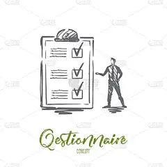 问卷调查, 表格, 测试, 核对表, 调查概念。手绘查出的向量.