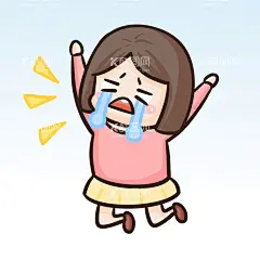 女孩哭泣  - 源文件下载【酷图网】卡通,手绘,女孩,哭泣,表情包,元素