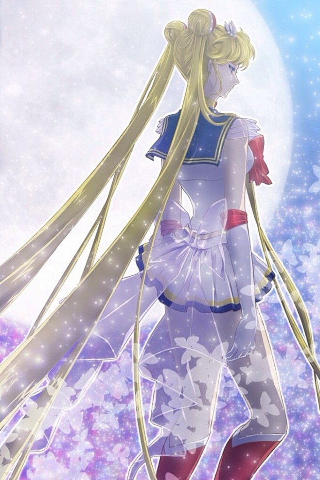 月野兔水冰月倩尼迪月亮公主同人插图手绘头像壁纸金发长发背影月球