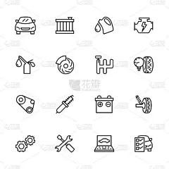 汽车,图标集,线条,家庭,齿轮,技术,细的,电池,印度尼西亚,图形界面