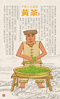 中国六大茶类--平静书斋
【黄茶】人们从炒青绿茶中发现，由于杀青、揉捻后干燥不足或不及时，叶色即变黄，于是产生了新的品类——黄茶。黄茶属轻发酵茶，基本工艺似绿茶，品质特点是“黄叶黄汤”，这种黄色是制茶过程中进行闷堆渥黄的结果。
黄茶基本特征是：叶黄汤黄、金黄明亮，甘香醇爽。
黄茶分为黄芽茶、黄小茶和黄大茶三类。黄芽茶包括湖南洞庭湖君山银芽、四川雅安、名山县的蒙顶黄芽、安徽霍山的霍内芽；黄小茶包括湖南岳阳的北港、湖南宁乡的沩山毛尖、浙江平阳的平阳黄汤、湖北远安的鹿苑；黄大茶包括的大叶青、安徽的霍山黄大茶。@