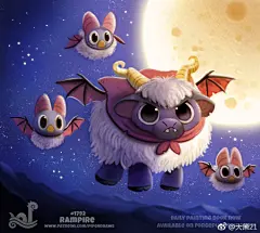 加拿大艺术家插画师Cryptid-Creations作品～可爱的#万圣节# 萌～#画画##水彩##手绘##画画##涂鸦# ​​​​