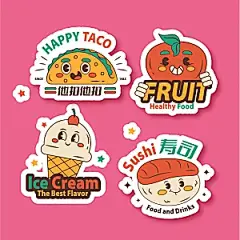 卡通美食icon手举牌