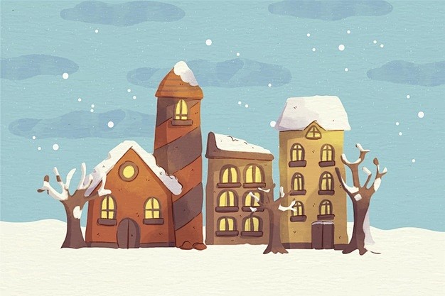 Watercolor snowy chr...
