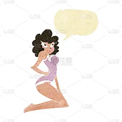 卡通海报女郎与讲话泡泡