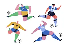 国外卡通扁平足球运动员比赛世界杯训练球员人物插画ai设计素材-淘宝网