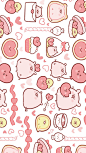 粉红小猪 爱心 蛋糕 蝴蝶结 猪 可爱的卡通猪 手机 壁纸 卡通图片 二次元 平铺 壁纸 卡通 背景