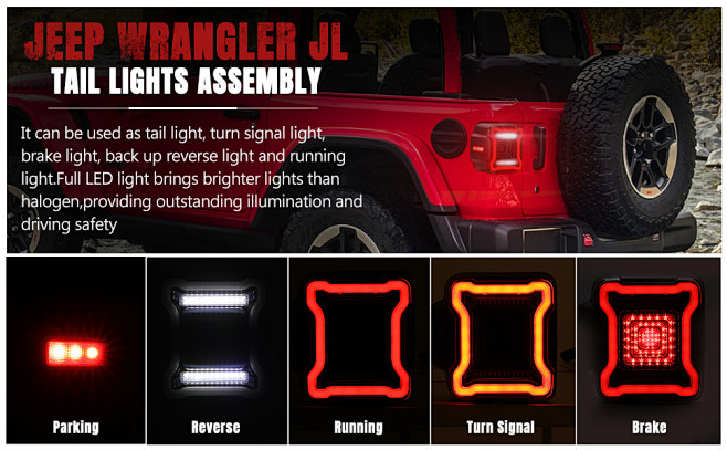 Oracle Lighting Flush Mount LED Tail Lights for 2018-2025 Wrangler JL