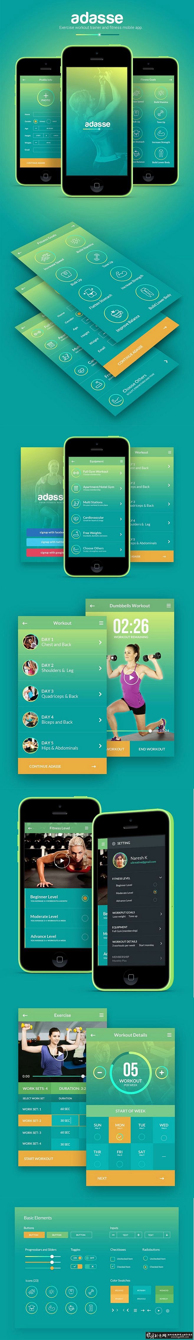 UI/APP/酷站 时尚健身APP 创意健身页设计 创意健身app设计欣赏 健身手机交互页面设计 创意界面 #海报# #海报设计# #广告设计 ...