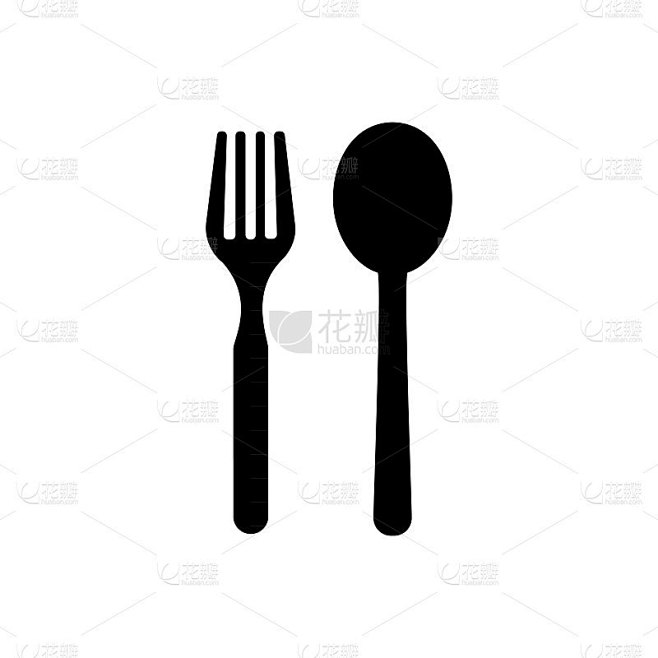叉勺餐厅图标孤立在白色背景。矢量图