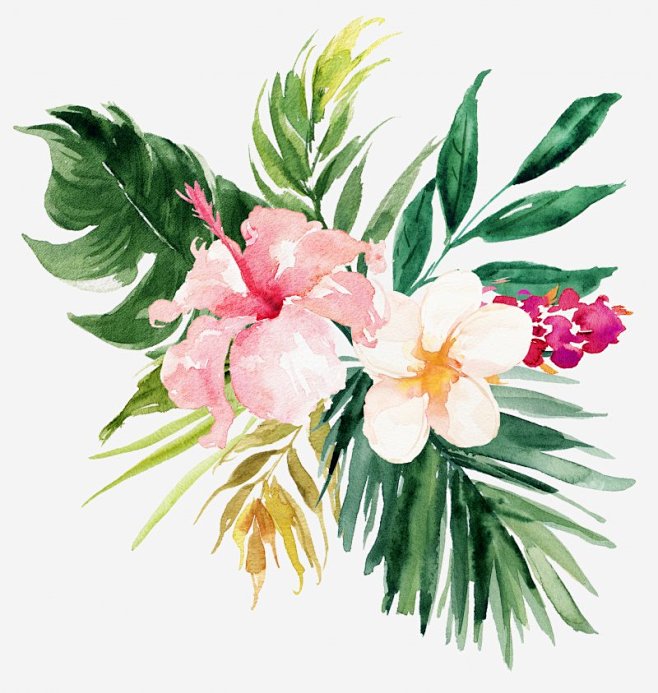 夏日手绘水彩花朵花卉婚庆高清素材 设计图...