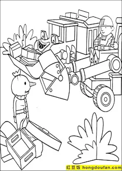 12张总能解决难题的巴布工程师儿童卡通涂色图片-红豆饭小学生简笔画大全