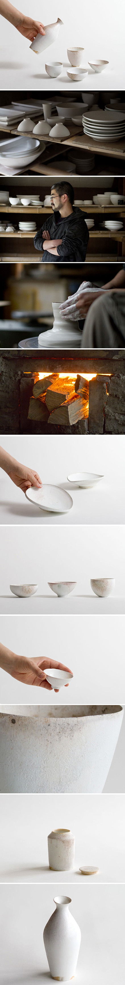 日本陶艺家田淵太郎的作品：薪窯白磁系列。