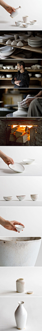 日本陶艺家田淵太郎的作品：薪窯白磁系列。