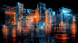 Chinese characters. International geographic photography award. Sci-fi world theme. Rebellious worldview. Gigantic movable type printing art worldview. Minimalist composition. Dynamic undulations, punk sci-fi feeling. Mechanical neon. Cubism and Futurism.