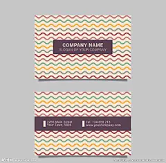 彩色波浪线商务名片