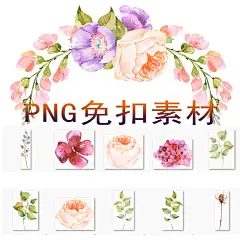 P31小清新唯美水彩花卉素材 PNG免抠手绘花团花贺卡请柬设计图案-淘宝网