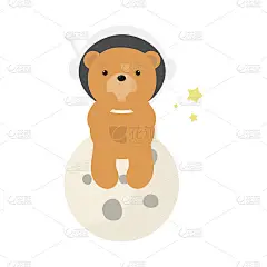 卡通风格的可爱的宇航员熊。矢量插图。儿童用品，卡片，海报，横幅，儿童书籍，印刷在包装上，印刷在衣服，